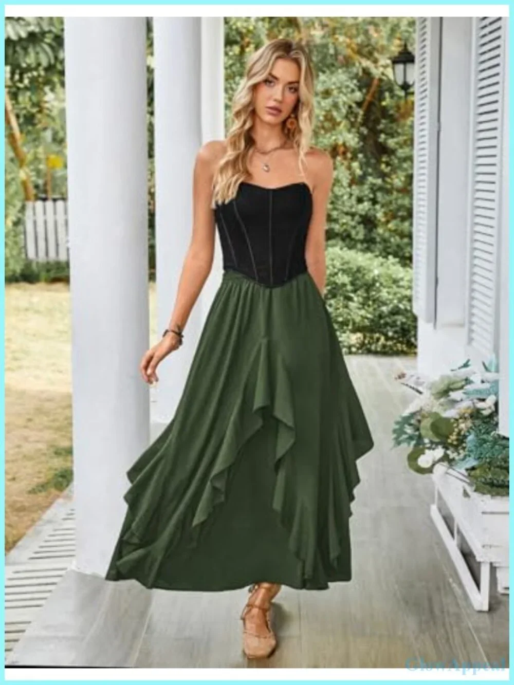 Women's Flowy Maxi Skirt with Pockets A-Line Chiffon Renaissance